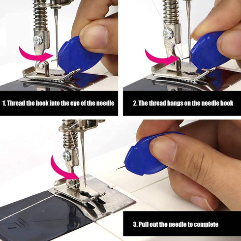 TOOVREN Needle Threader for Hand Sewing 12 Pcs Plastic Wire Hook Simple Threader for Needles Small Eye Needle Threader for Sewing Machine Needle T...